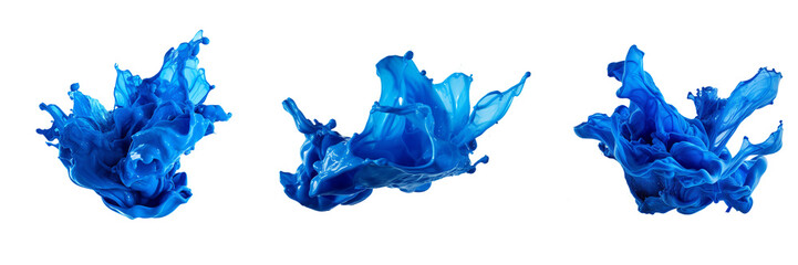 Set of blue color plastic paint isolated on a transparent background