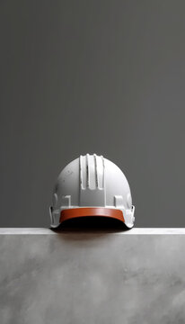 White safety helmet, text space background