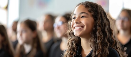 Obraz premium Happy student enjoying music.