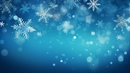 Fototapeta na wymiar Beautiful snowflake christmas design blue background Ai generated art