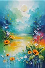 abstract summer oil painting textured background