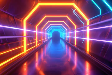 Fototapeta premium Futuristic Graphical Elements: Orange and Blue - Generative AI