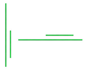 Vertical and horizon green neon light strips , isolated on transparent background