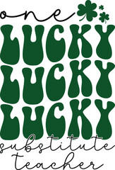 One Lucky Substitute Teacher St. Patrick's Day Retro T-shirt