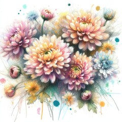Watercolor Dahlias: Artistic Blooms in Delicate Hues