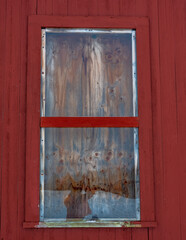 old wooden window with reflections