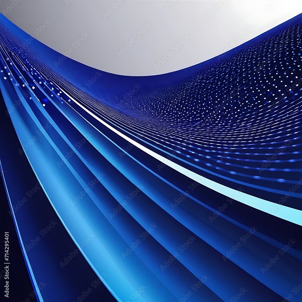 Poster dark blue dots in 3d perspective vector abstract background, multimedia internet information theme, 