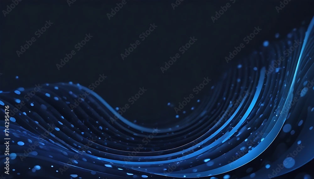 Poster dark blue dots in 3d perspective vector abstract background, multimedia internet information theme, 