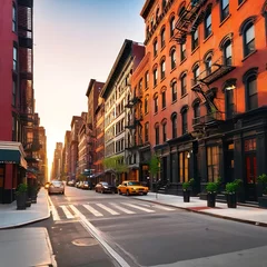 Poster Empty street at sunset time in soho district, New York © Antonio Giordano