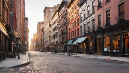 Abwaschbare Fototapete Stockholm Empty street at sunset time in soho district, New York