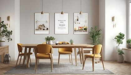Fototapeta na wymiar Frame mockup,poster mock up, for a dinning room,restaurant,kitchen,home interior