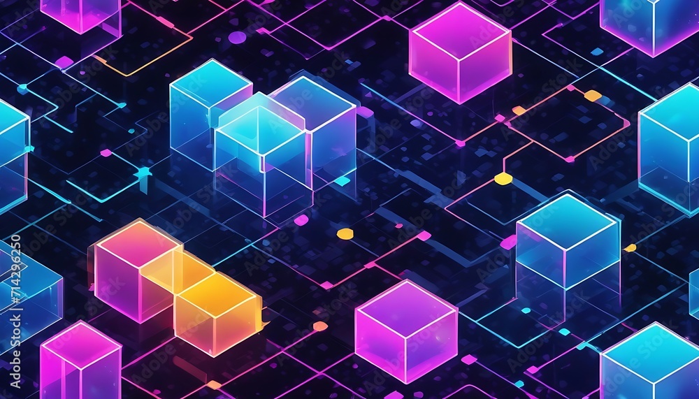 Aufkleber isometric view of high tech data cubes