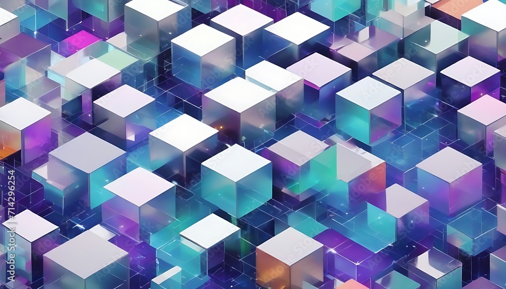 Aufkleber isometric view of high tech data cubes