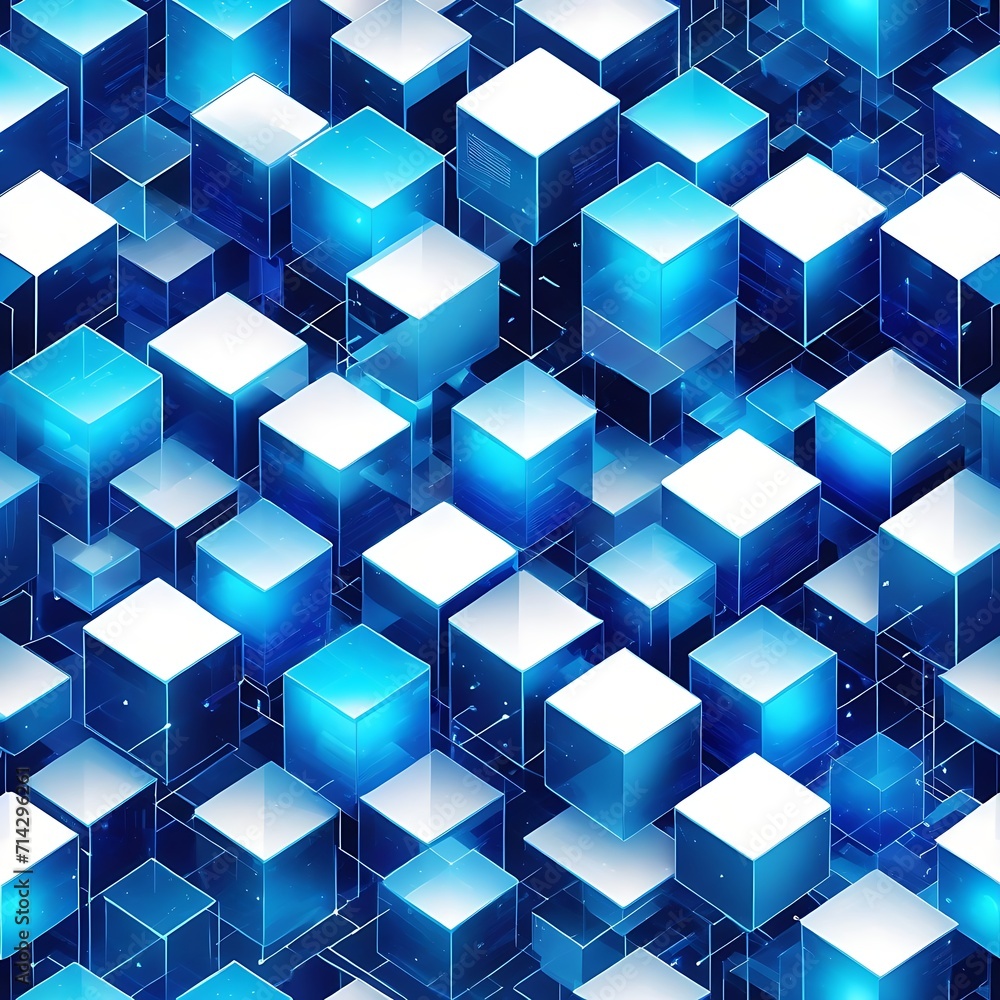 Poster isometric view of high tech data cubes