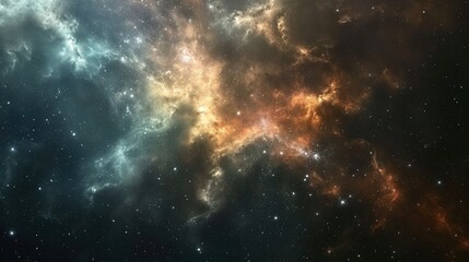 3d rendering. Space wallpaper and background. Universe with stars, constellations, galaxies, nebulae and gas and dust clouds     - obrazy, fototapety, plakaty