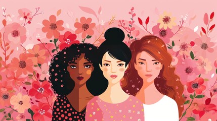 8 March Women's Day Background Illustration Vector. Flat illustration of women's day 