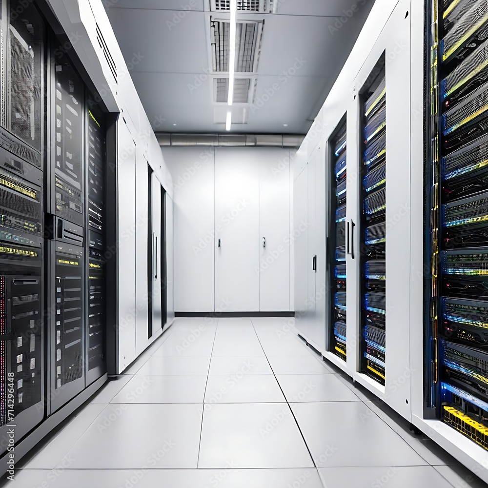 Poster laptop with computer language in server room