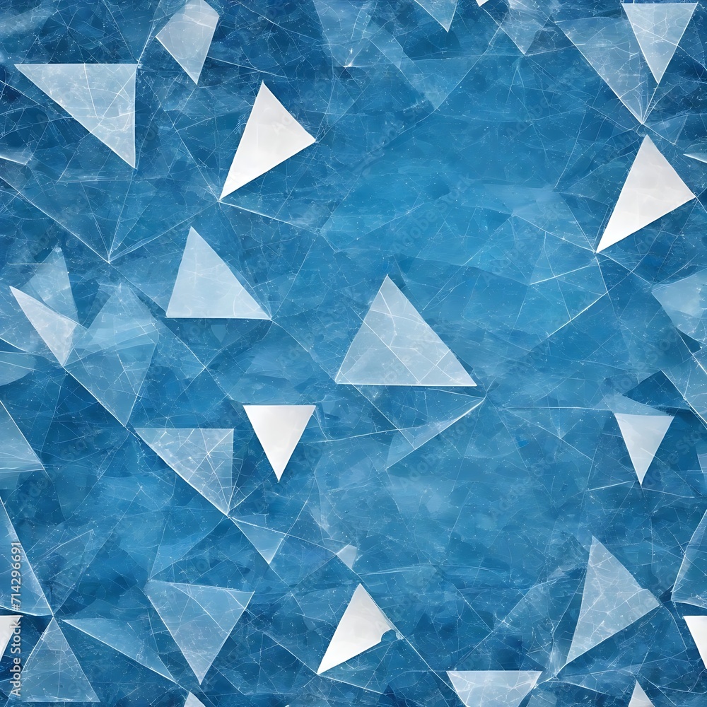 Poster modern abstract blue background design with layers of textured white transparent material in triangl