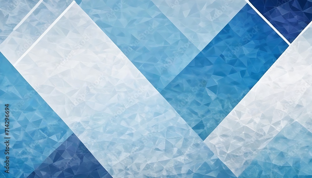 Poster modern abstract blue background design with layers of textured white transparent material in triangl