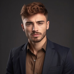 Fototapeta premium Portrait of a man, model appearance. AI Generated