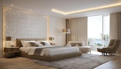 Modern luxury bedroom Comfortable, elegant design for ultimate relaxation indoors