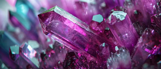 Poster Colorful Splendor. Close Up of a Beautiful and Shiny Tourmaline Crystal, Unveiling its Vibrant Brilliance in a Captivating Background. © Image