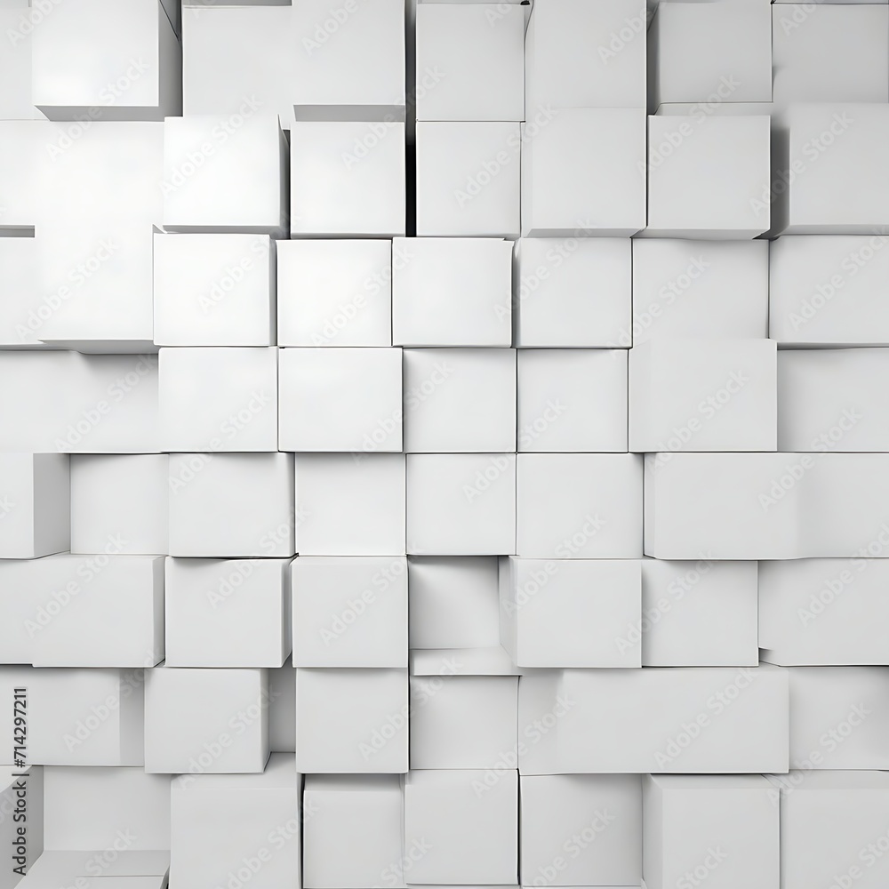 Aufkleber random shifted white cube boxes block background wallpaper banner with copy space