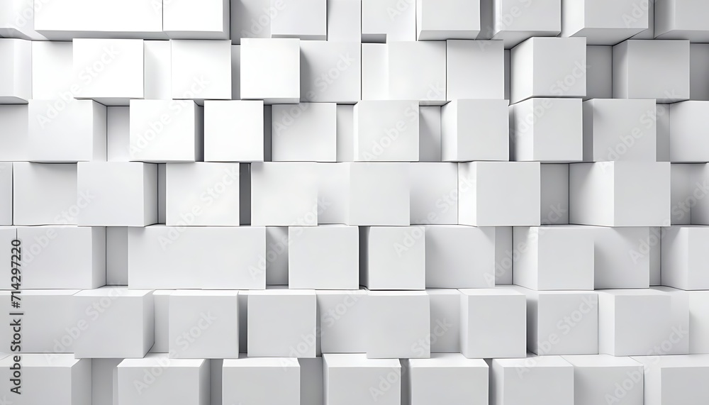 Poster random shifted white cube boxes block background wallpaper banner with copy space