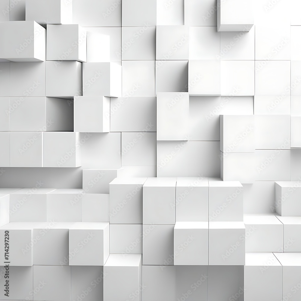 Poster random shifted white cube boxes block background wallpaper banner with copy space