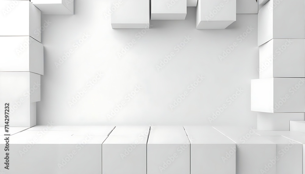 Poster random shifted white cube boxes block background wallpaper banner with copy space