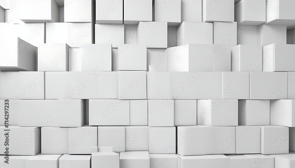 Poster random shifted white cube boxes block background wallpaper banner with copy space