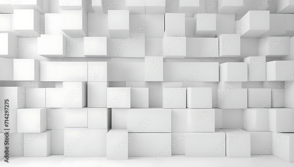 Poster random shifted white cube boxes block background wallpaper banner with copy space
