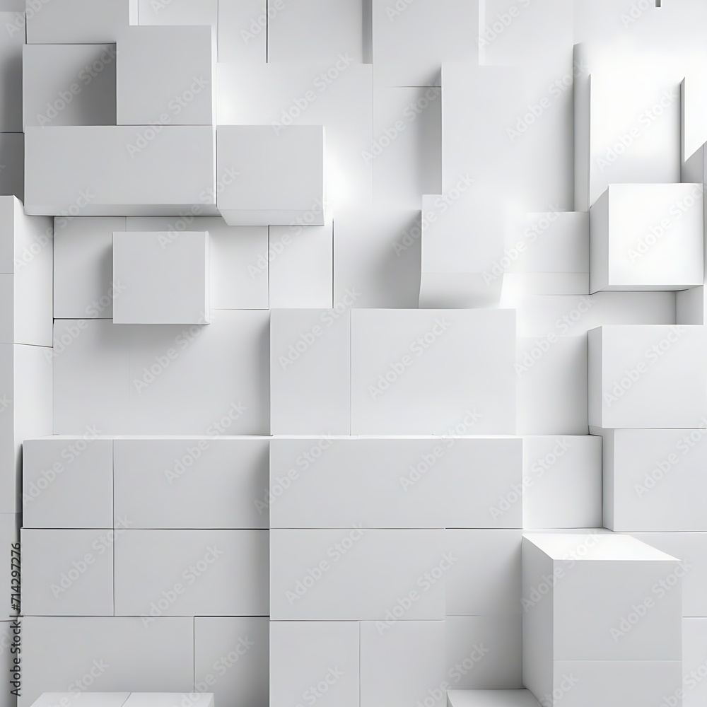 Poster random shifted white cube boxes block background wallpaper banner with copy space