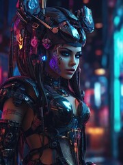 Futuristic Artificial intelligence, Cyborg bionic human robotic synthetic android Cyberpunk concept
