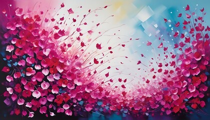 Vibrant petals dance in a whimsical canvas of fuchsia, bursting with an ethereal blend of art and nature