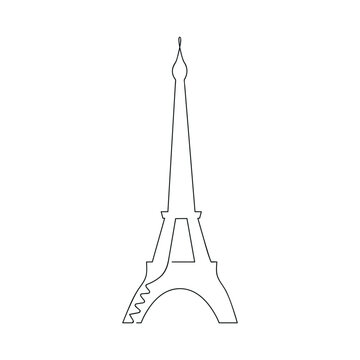 Eiffel tower drawn in one continuous line. One line drawing, minimalism. Vector illustration.