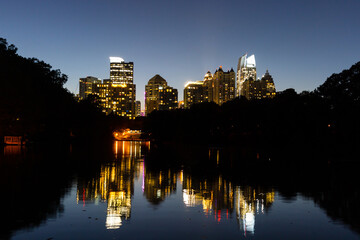 Atlanta Night Skyline Water Reflection