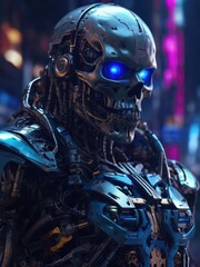 Futuristic Artificial intelligence, Cyborg bionic human robotic synthetic android Cyberpunk concept
