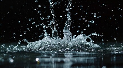 Water spurting out against Black Background, Slow motion 4K      - obrazy, fototapety, plakaty