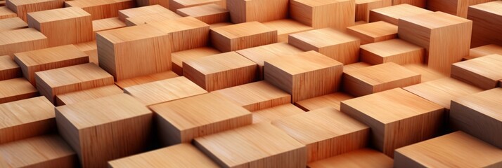 wooden cubes as a background. woodworking products. banner, texture.