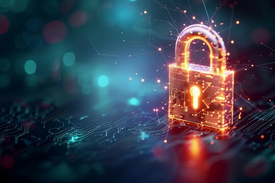 Secure connection padlock on a background representing network security