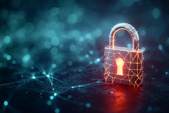 Secure connection padlock on a background representing network security