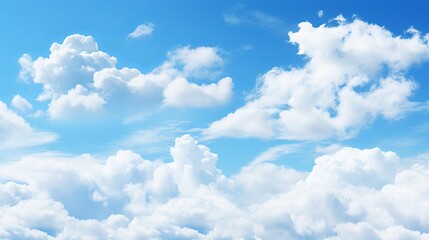 Breathtakingly beautiful and serene blue sky with fluffy white clouds on a warm and sunny summer day - Powered by Adobe