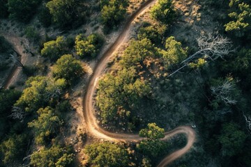 Aerial view of a mountain biking trail