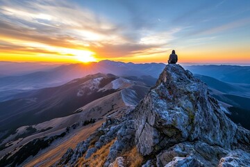 Mountain summit with panoramic sunrise views