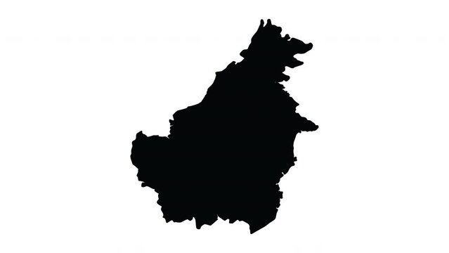 Animation forms a map of the island of Kalimantan in Indonesia