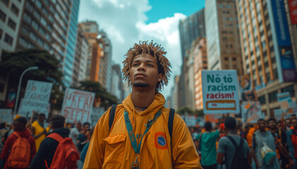 Fototapeta premium Social movements. people fighting for improvements. Protests. Mobilizations. People dreaming of better days, against prejudice.
