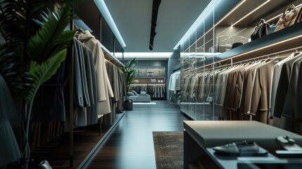 Obraz premium Luxury and fashionable european different clothes shop interior