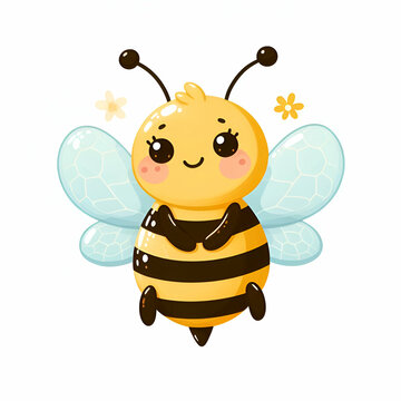 Cute bee Illustration, Isolated, White Background