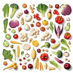 Digital Raster Detailed Line Art Color - 20 Vegetable Icons